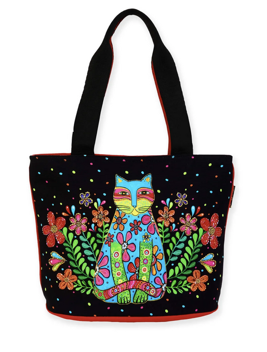 Laurel Burch Kaleidoscope Kat Cat Medium Tote, Cotton/poly, 13" x 6.25" x 10"
