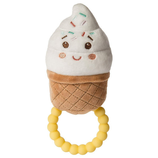 Mary Meyer Sweet Soothie Soft Baby Rattle with Teether Ring, 6-Inches, Ice Cream