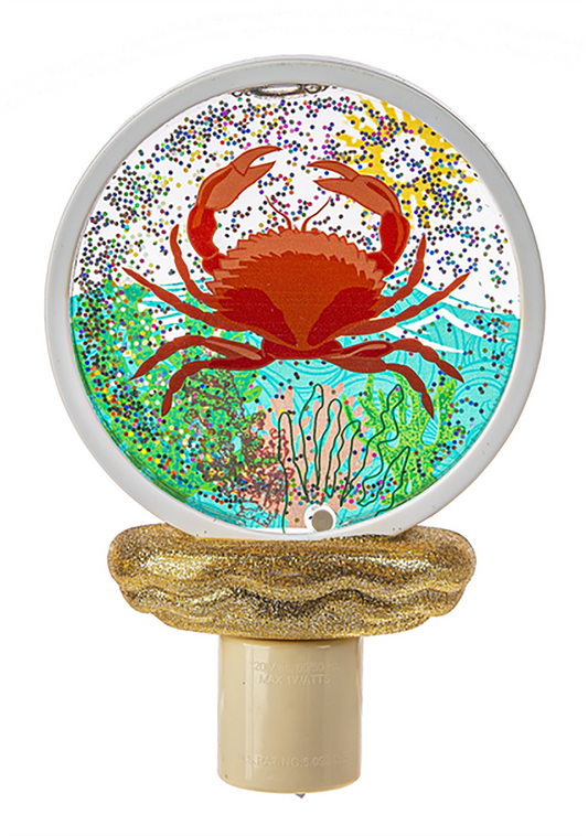 Ganz ME178416 Crab LED Shimmer Disk Night Light, 6.25-inch Height