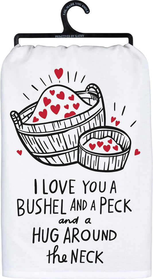 Primitives By Kathy Love You Bushel And A Peck Kitchen Dish Towel, 28" x 28"