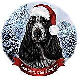 Holiday Pet Gifts English Cocker Spaniel Blue Roan Santa Hat Porcelain Ornament