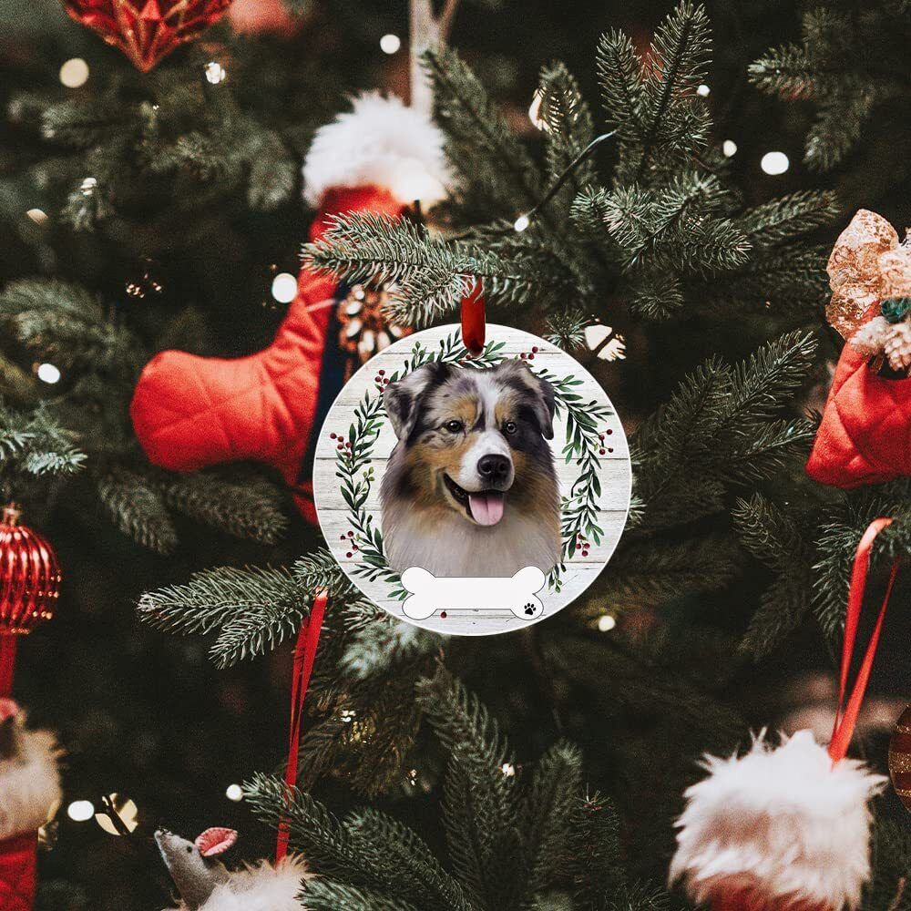 Australian Shepherd Ornament - E&S Pets, DIY Personalizable, Ceramic Round