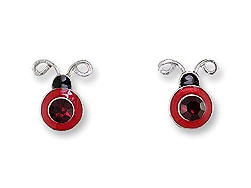 Julie Mammano Silver Plated Crystal Ladybug Post Earrings