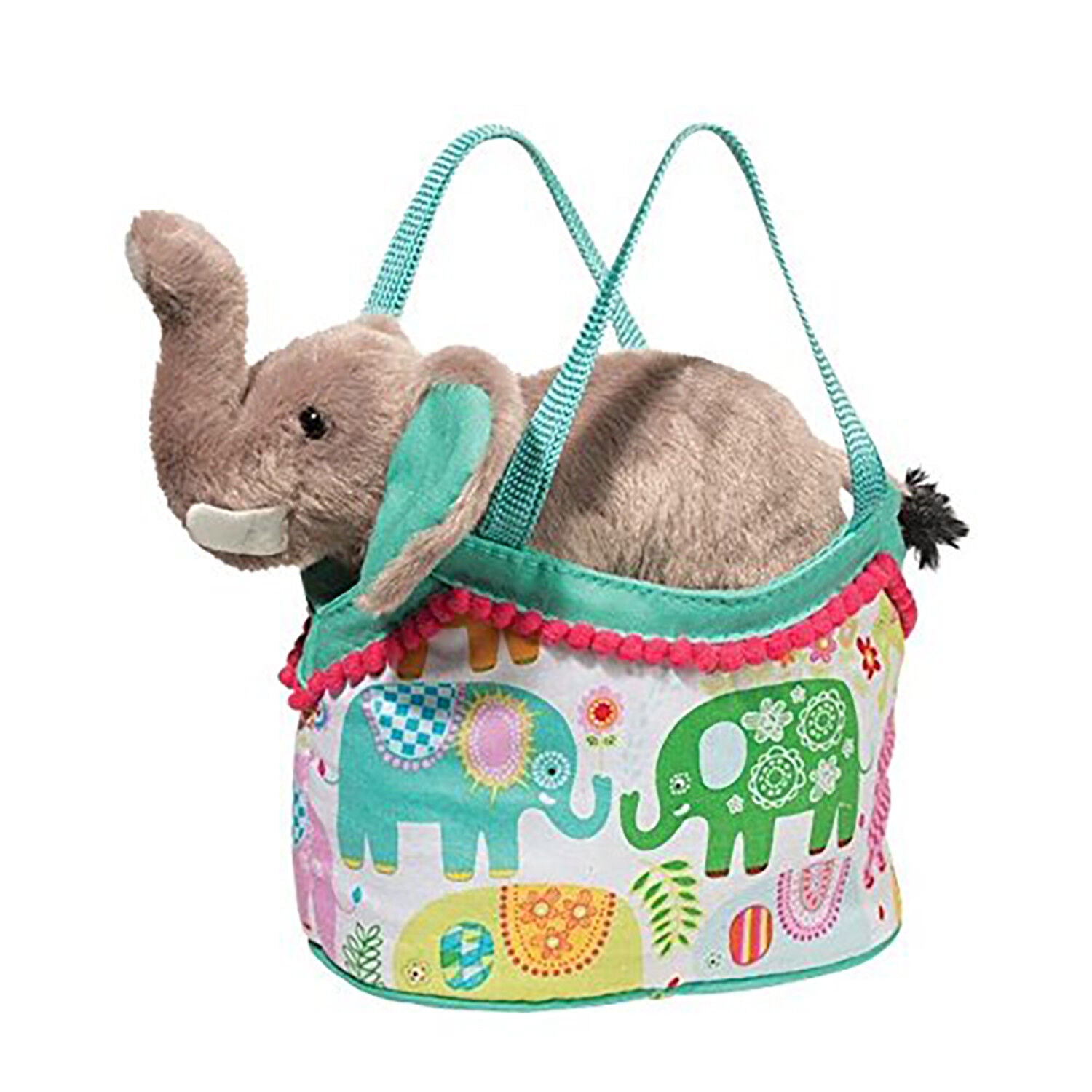Douglas Toys Happy Elephant Sassy Sak Tote Bag Carrying Purse with Elephant, 7"