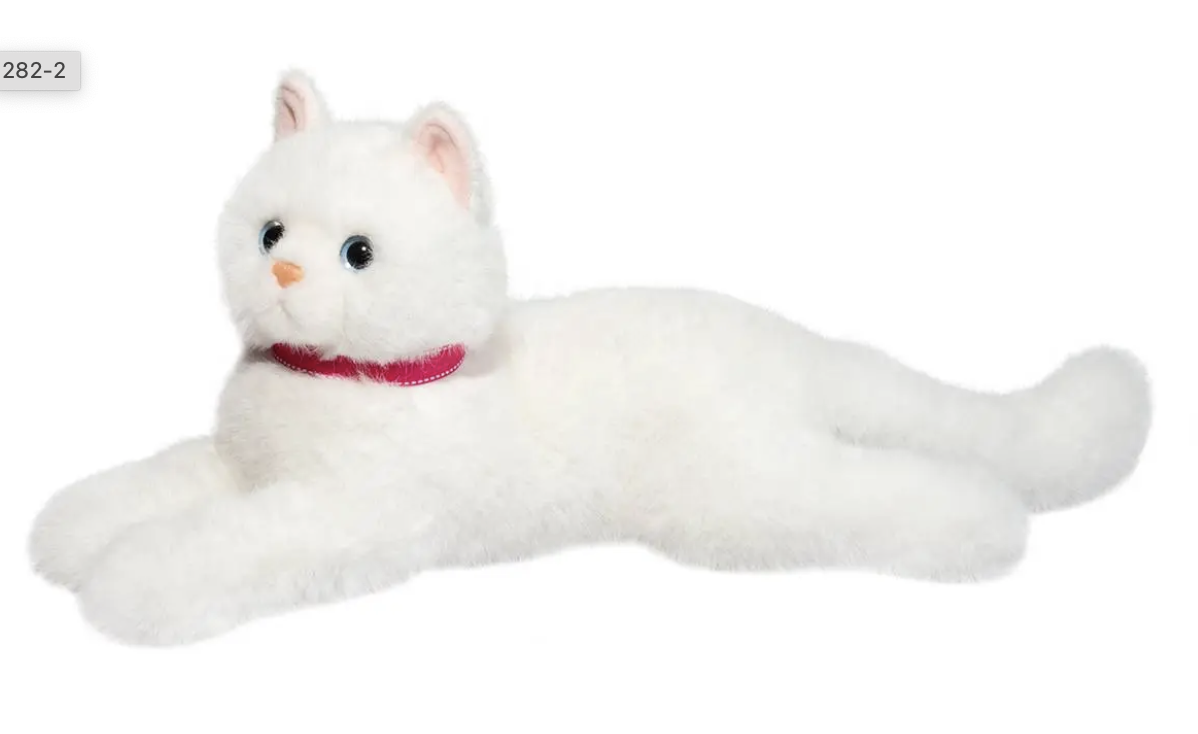 Douglas Cuddle Toys Alba White Cat Plush Stuffed Animal, 15"