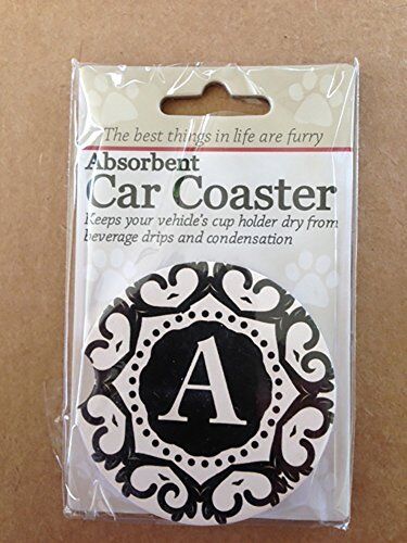 ES Pets Absorbent Stoneware Car Cup Holder Coaster, Initial A