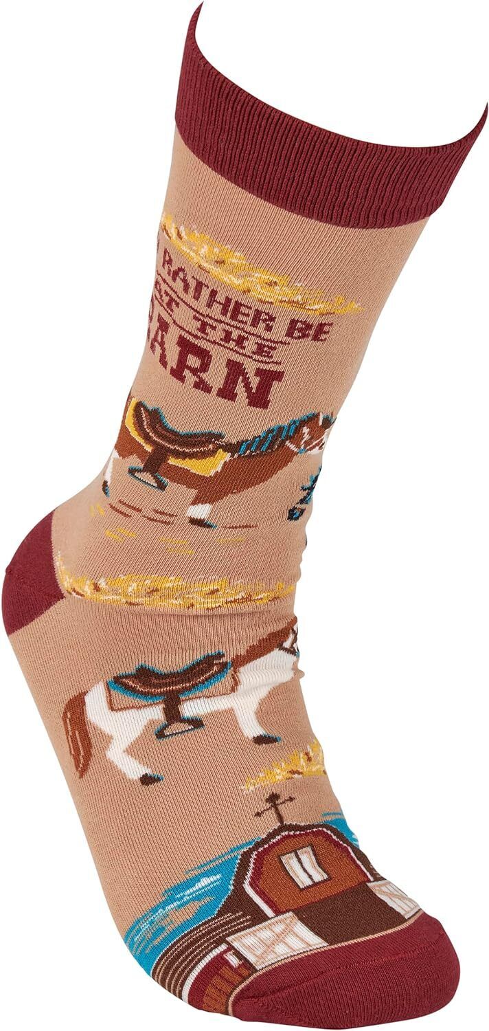 Primitives by Kathy Socks - I'd Rather Be At The Barn Socks, One Size, Unisex