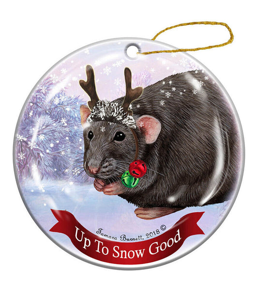 Holiday Pet Gifts Rat Dark Grey Solid Porcelain Christmas Ornament