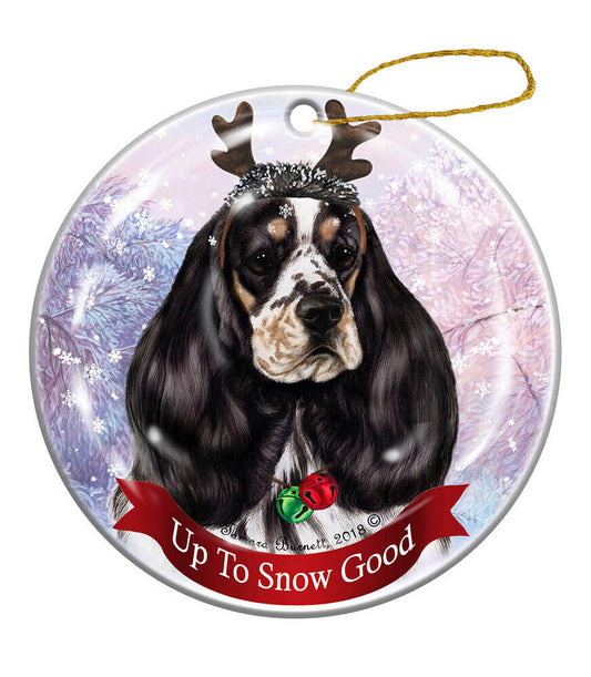Holiday Pet Gifts Parti Cocker Spaniel Tri Dog Porcelain Christmas Ornament