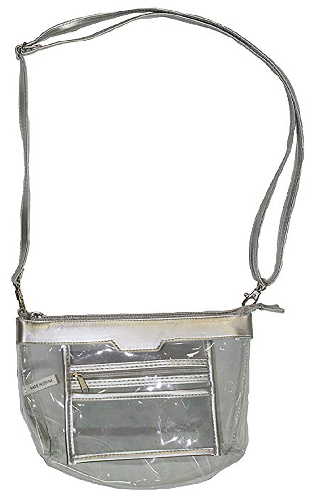 Clear Plastic Stadium Style Shoulder Bag, 6" x 9 1/2" x 3", Adjustable Strap