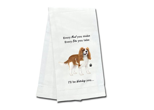 E&S Pets 711-18 King Charles Cavalier Dog Kitchen Towel, Off-white