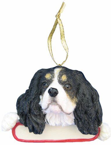 King Charles Cavalier  Ornament Tri Color Santa's Pals Personalizable Name Plate