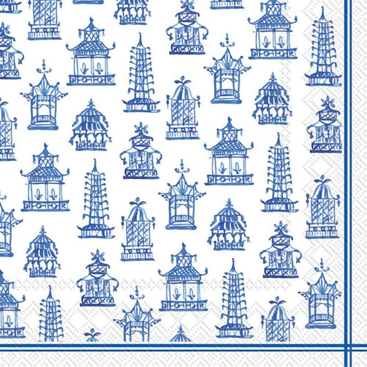 Boston International 6.5 x 6.5 in. Paper Lunch Napkin Blue Pagoda