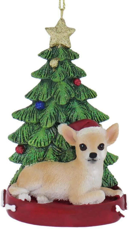 Kurt Adler Chihuahua With Santa Hat Christmas Tree Ornament, 4.25 "