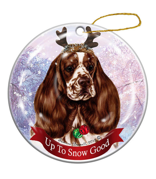 Holiday Pet Gifts Parti Cocker Spaniel Dog Porcelain Christmas Ornament