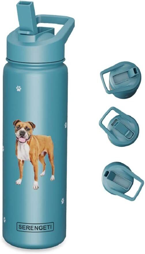 E&S Pets Stainless Steel Water Bottle 24 Oz, Spill Proof (Boxer)