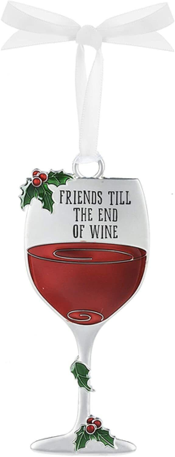 Ganz Merry Merlot Wine Metal Ornament - Friends Till The End of Wine