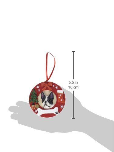 E&S Pets Boston Terrier Christmas Ornament Wreath Shaped Easily Personalized