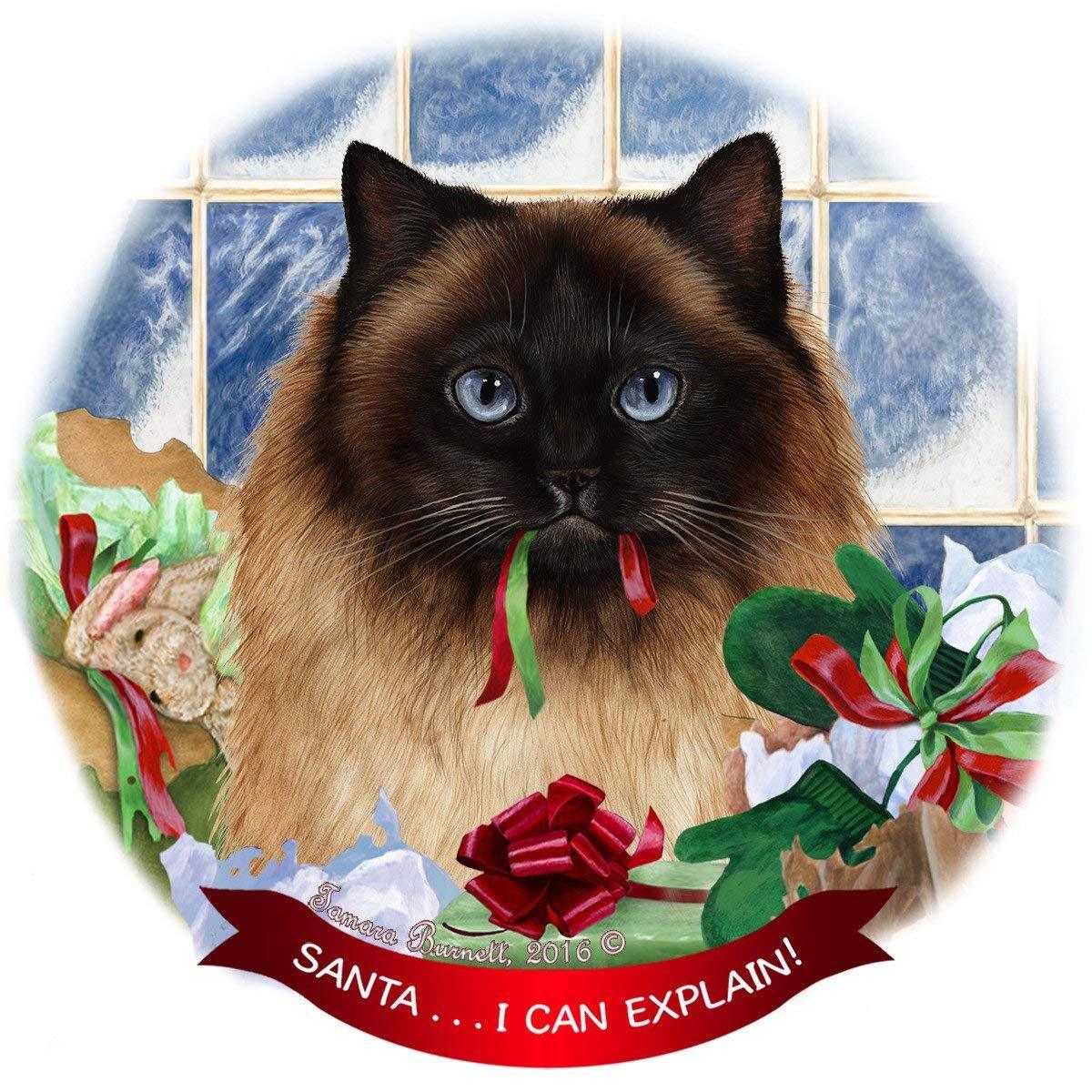 Himalayan Cat Porcelain Hanging Ornament Pet Gift 'Santa.. I Can Explain!'