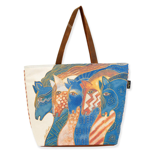 Laurel Burch Horse Sky Mares Large Shoulder Tote Bag, 20" x 5" x 15"