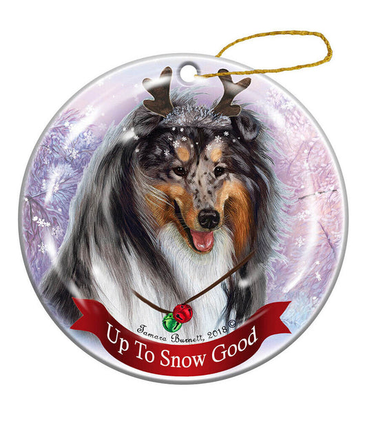 Holiday Pet Gifts Collie Blue Merle Dog Porcelain Christmas Ornament