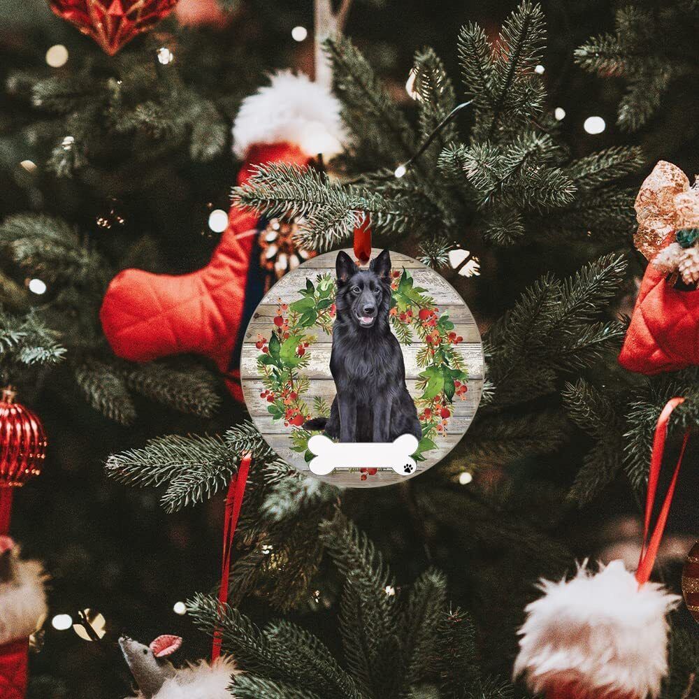 Black German Shepherd Ornament - E&S Pets - DIY Personalizable, Ceramic Round