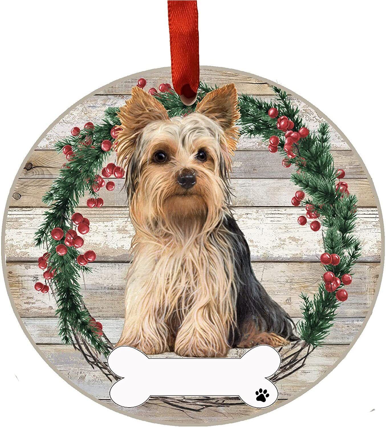 Yorkie Ornament - E&S Pets, DIY Personalizable, Ceramic Round Ornament