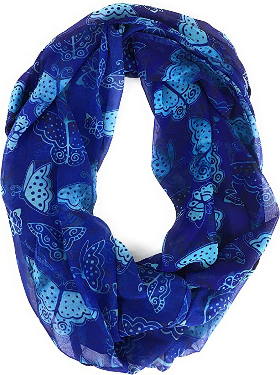 Laurel Burch Artistic Infinity Scarf Collection (Laurel Burch Blue Butterflies)