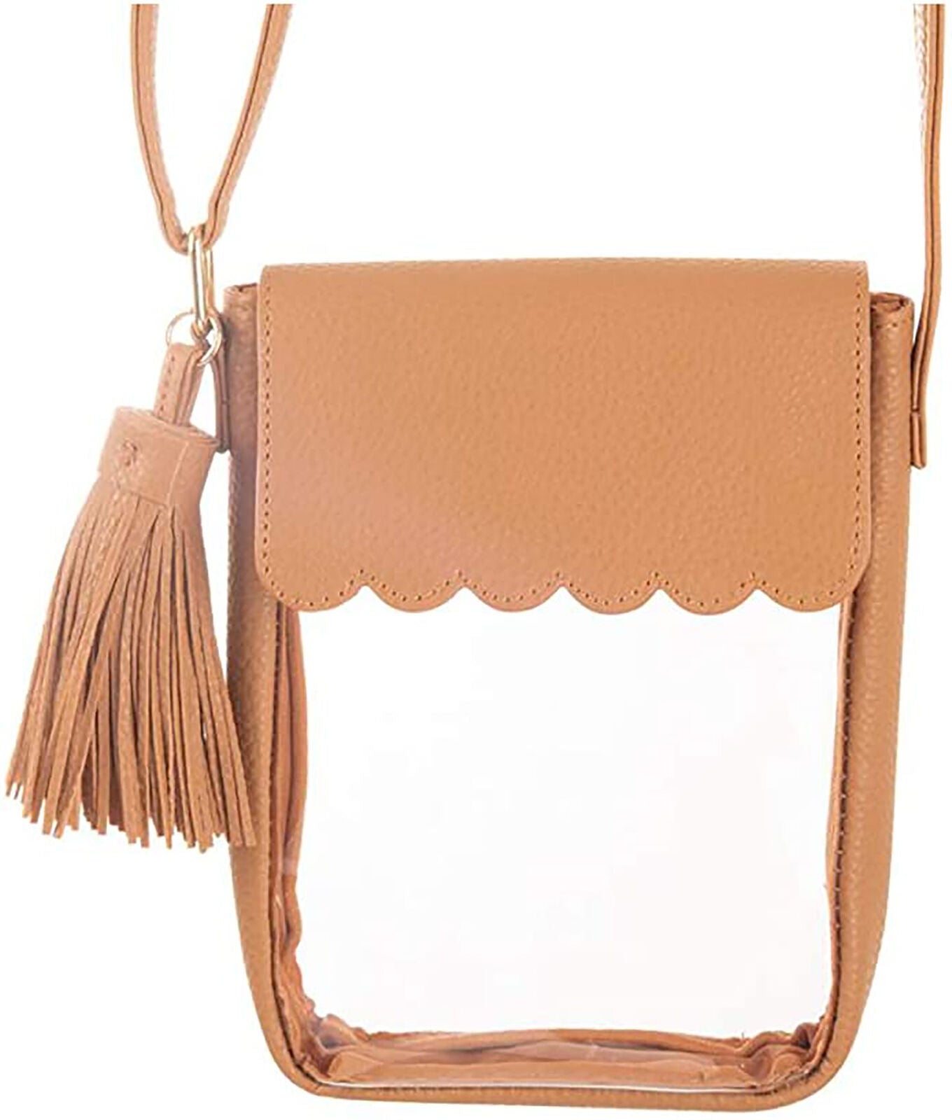 MSC Mainstreet Collection CLEAR CELLPHONE CROSSBODY 5" x 7" (tan)