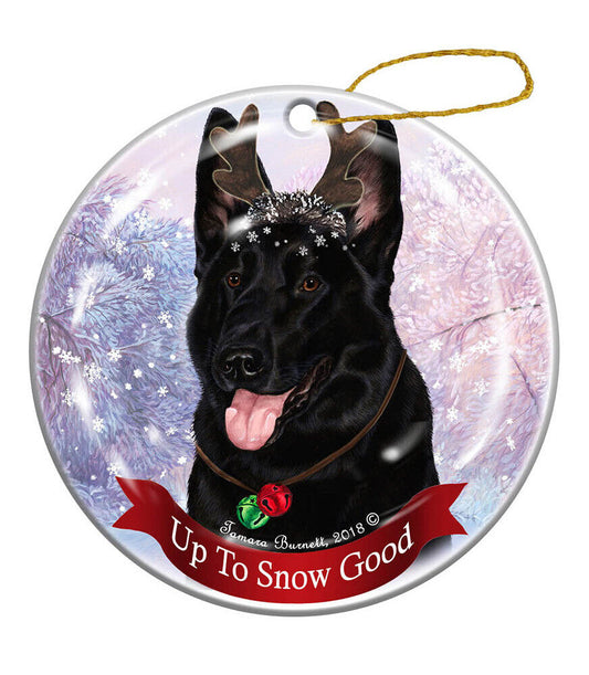 Holiday Pet Gifts Black German Shepherd Dog Porcelain Christmas Ornament