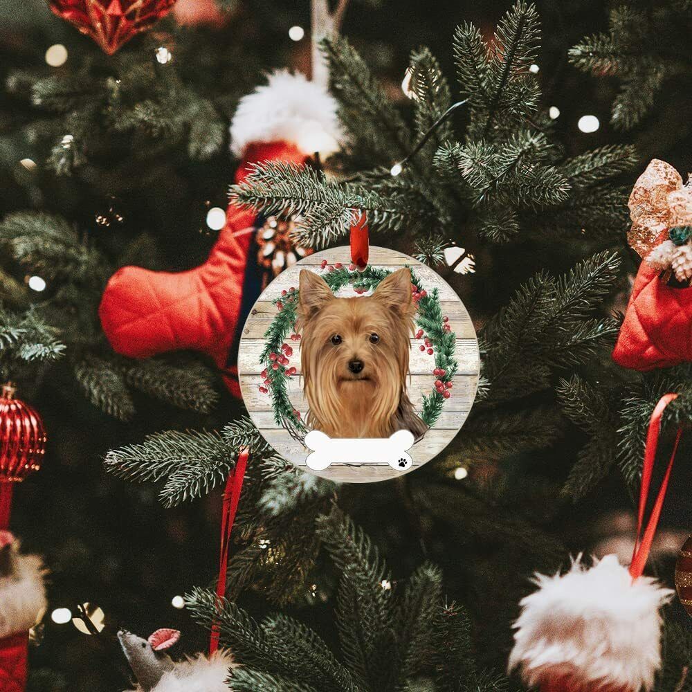 Yorkie Ornament - E&S Pets, DIY Personalizable, Ceramic Round Ornament