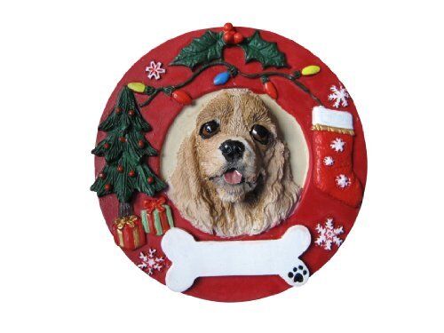 Cocker Spaniel Buff Christmas Ornament Wreath Shaped Easily Personalized