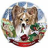 Papillon Lemon/White Dog Porcelain Ornament Pet Gift 'Santa. I Can Explain!'