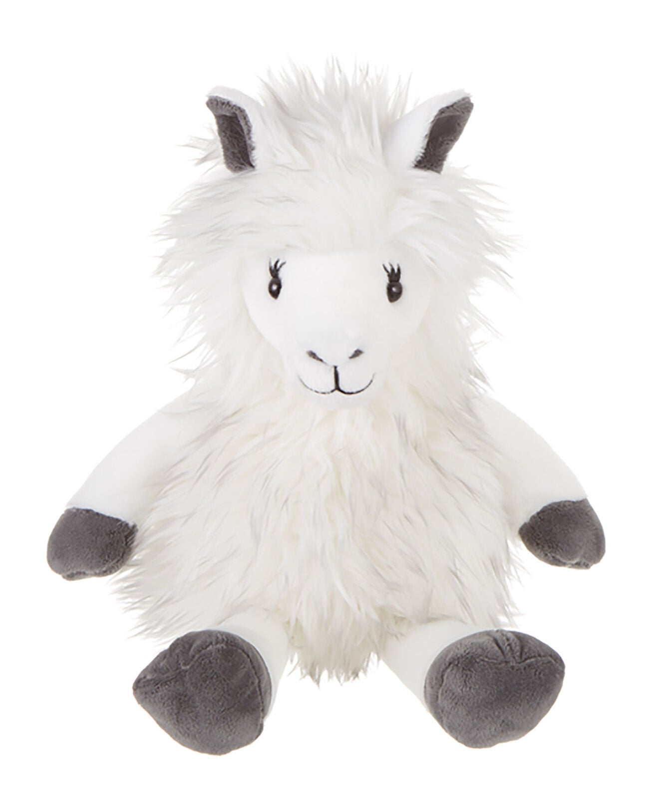 Ganz Lessie White with Gray Tipped Fur Llama Plush Stuffed Animal, 16"