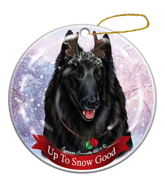Holiday Pet Gifts Belgian Sheepdog 1 Reindeer Dog Porcelain Christmas Ornament
