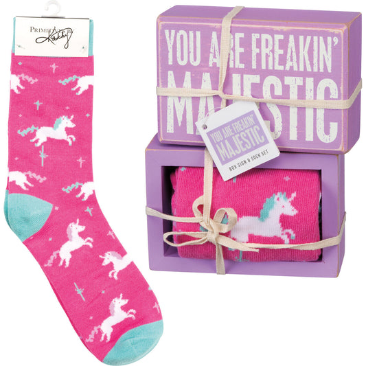 Primitives by Kathy Box Sign/Sock Set - You are Freakin' Majestic