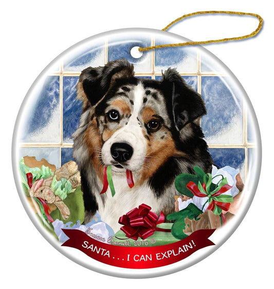 Australian Shepherd Blue Merle Dog Porcelain Hanging Ornament Pet Gift