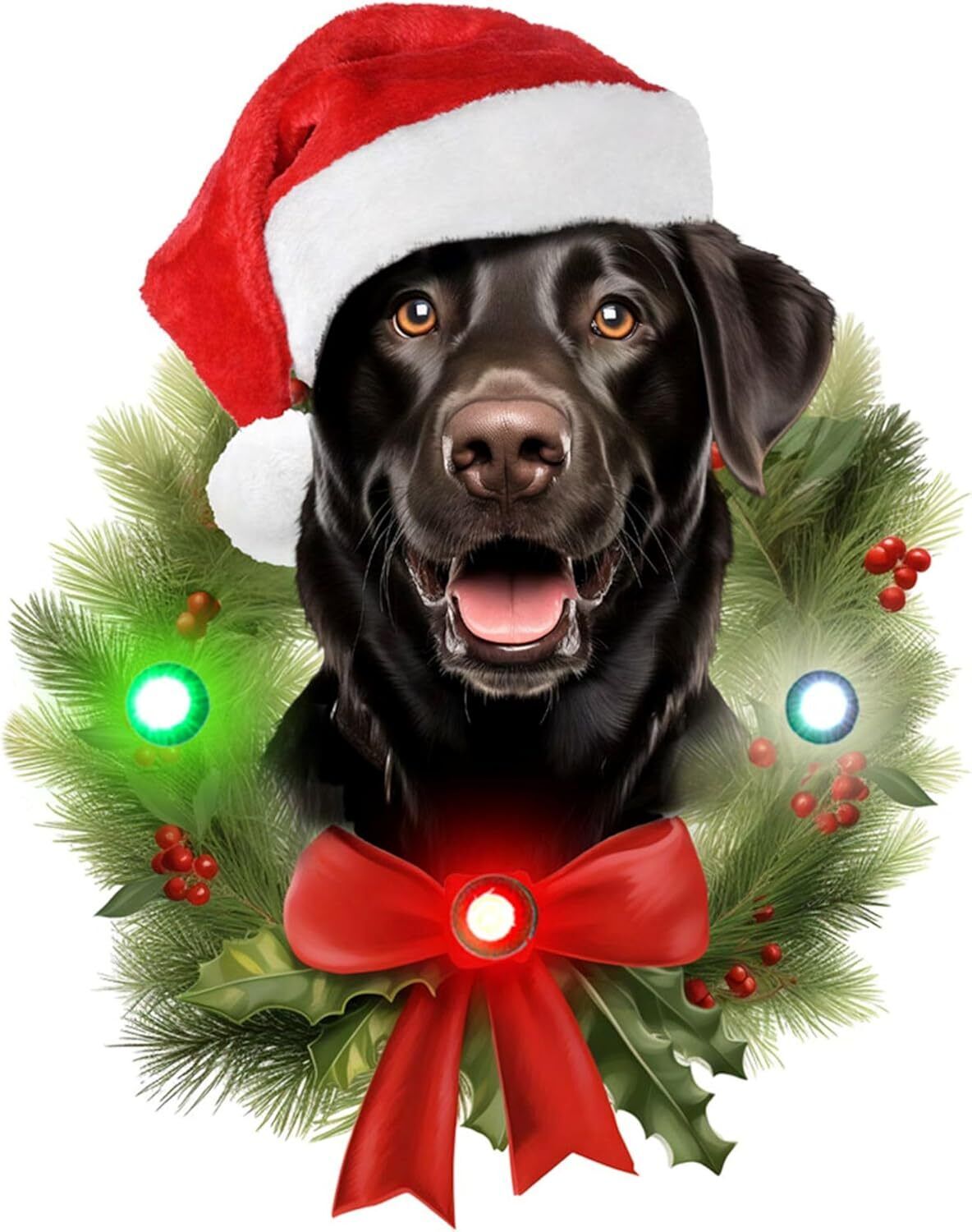 Spoontiques Black Lab Ornament - Wooden Decorations with LED Lights - 4"x5"