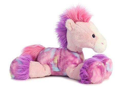 Aurora Bright Fancies Bubblegum Pink Tye Die Horse Plush Stuffed Animal, 12"