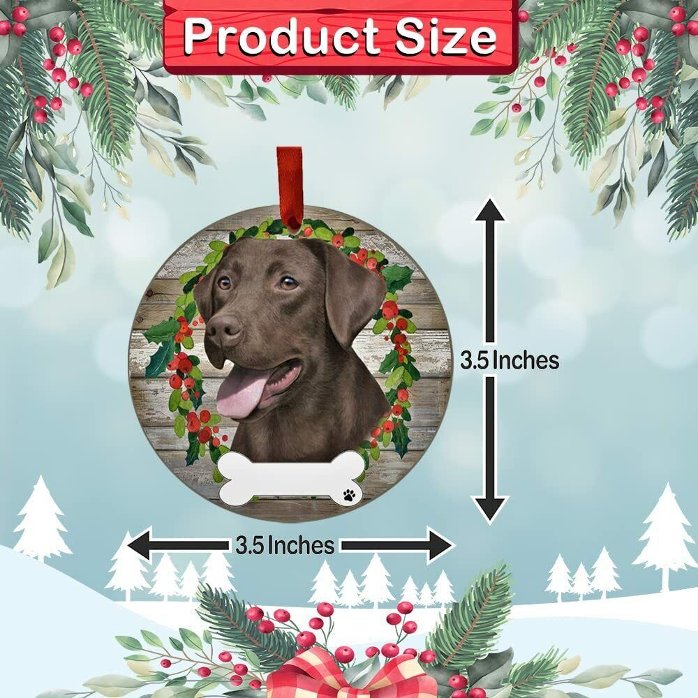 Chocolate Lab Ornament - E&S Pets - DIY Personalizable, Ceramic Round Ornament