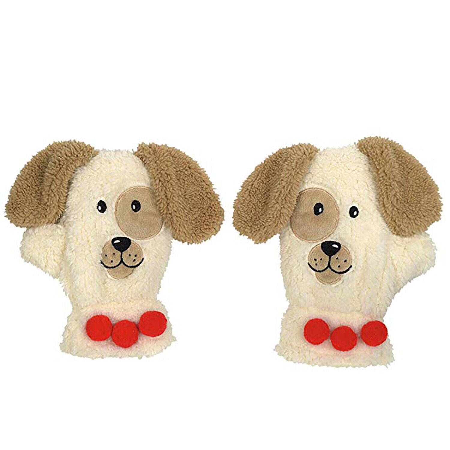 Department 56 Snowpinions Cute Brown and White Puppy Dog Plush Youth  Mittens
