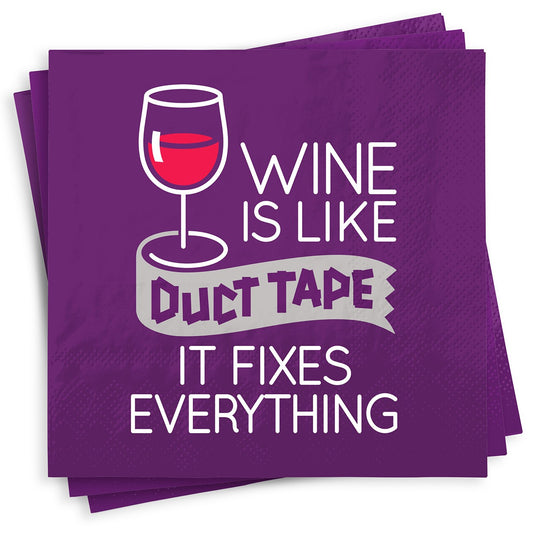Chris's Stuff Wine Beverage Paper Napkins, Set of 25, Wine Duct Tape