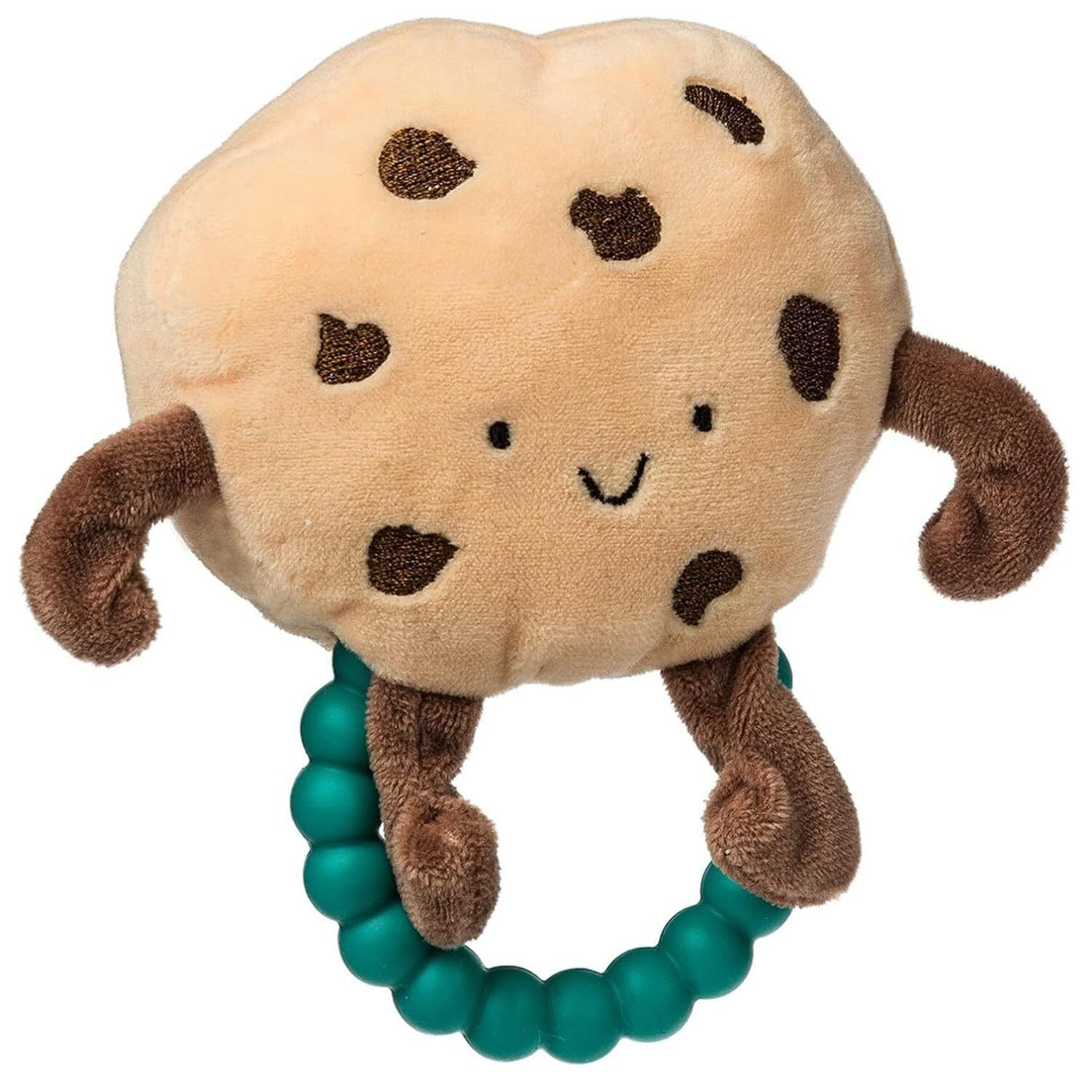 Mary Meyer Sweet Soothie Soft Baby Rattle with Teether Ring, 5", Chippy Cookie