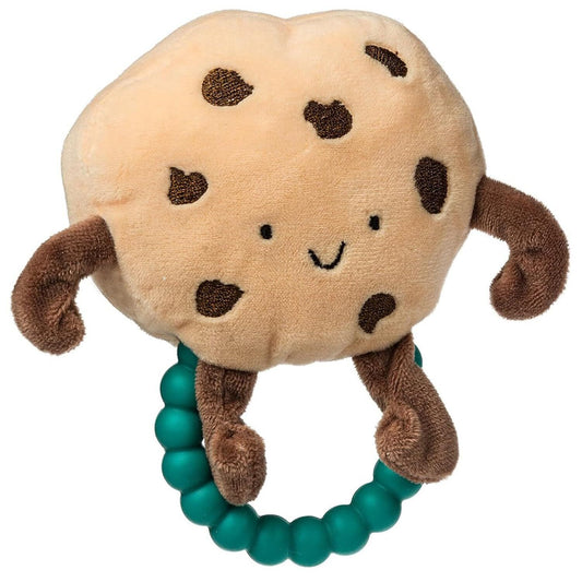 Mary Meyer Sweet Soothie Soft Baby Rattle with Teether Ring, 5", Chippy Cookie