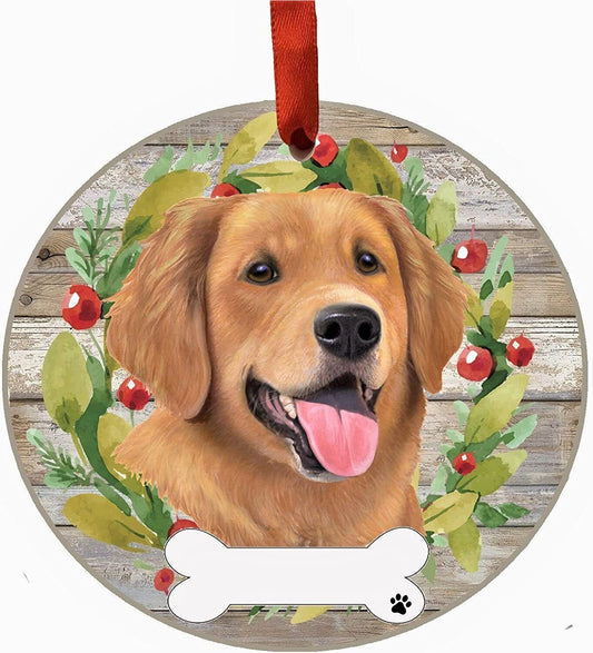 Golden Retriever Ornament - E&S Pets, DIY Personalizable, Ceramic Round Ornament