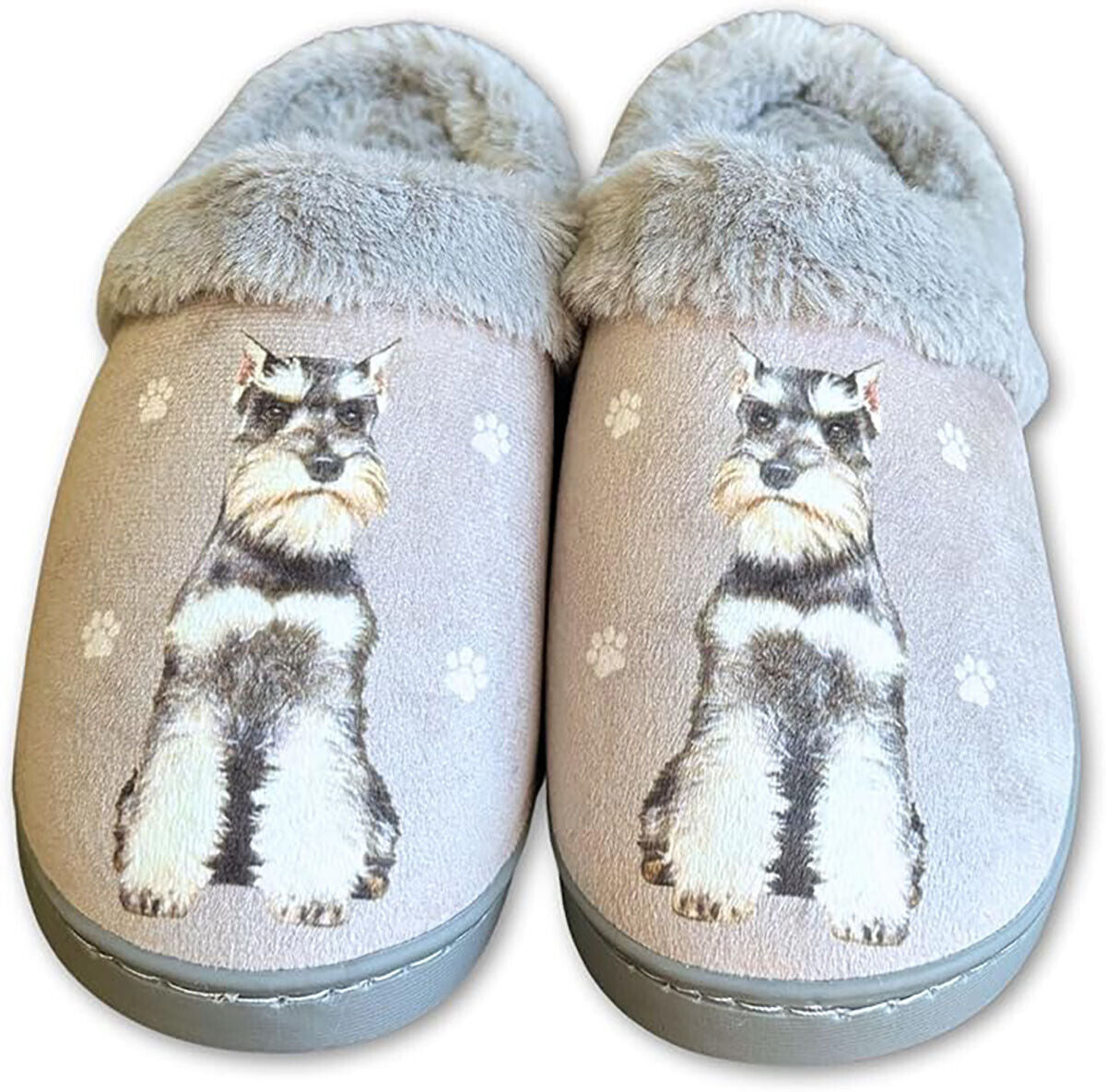 E&S Pets Schnauzer Snugg Slippers for Pet Lovers - Fuzzy Memory Foam, L/XL