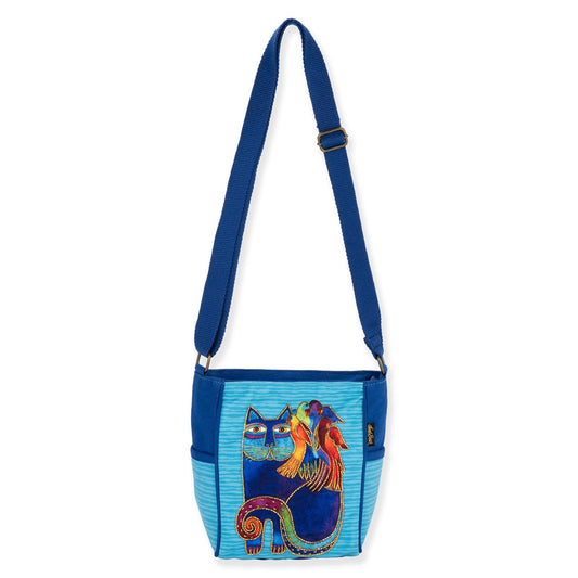 Laurel Burch Catmandu Cat Print Crossbody Bag, Shoulder Purse,  9" x 4" x 9"