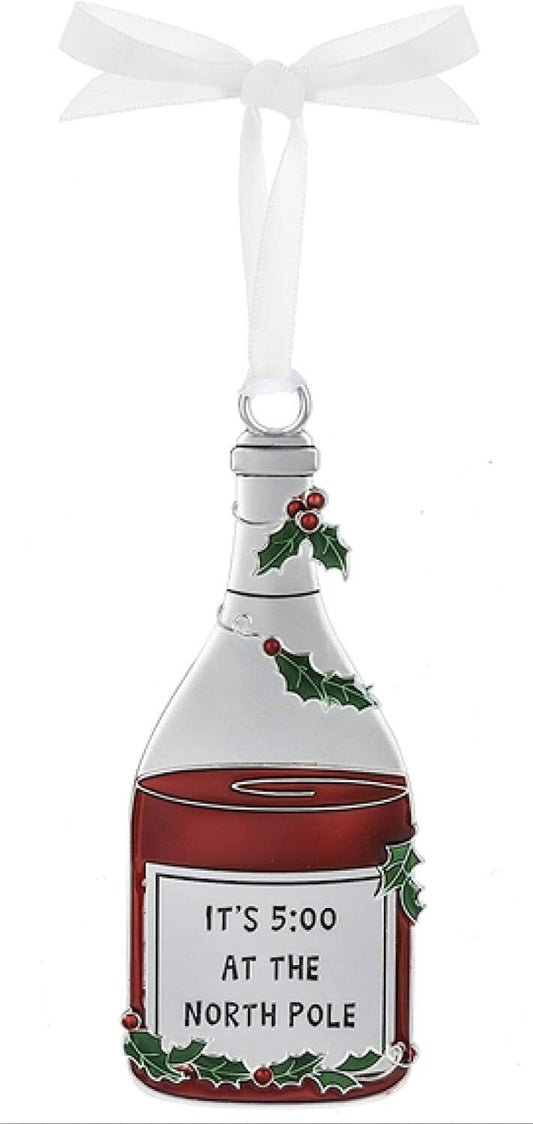 Ganz Merry Merlot Wine Metal Ornament - It's 5:00 at The North Pole
