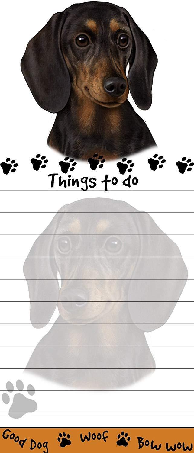 "Black Dachshund Magnetic List Pads" Uniquely Shaped Sticky Notepad