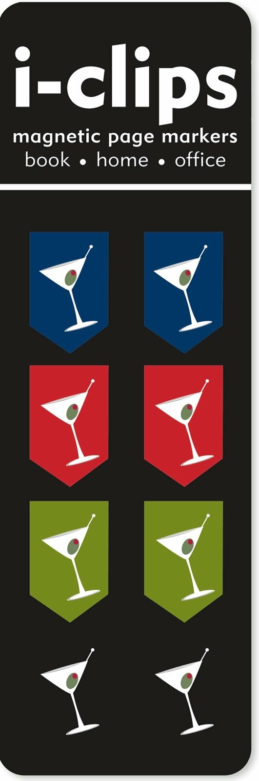 Cheers! Martini i-clips Magnetic Page Markers (Set of 8 Magnetic Bookmarks)